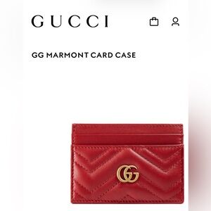 ⚡️FLASH SALE⚡️Gucci GG Marmont Card Case in Red Matelassé Chevron Napa Leather